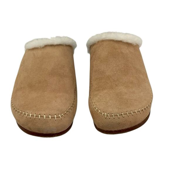 Jenni Kayne Shearling-Lined Moc Clog Natural Suede Slippers Size 38 Italy 8 US - Picture 7 of 15